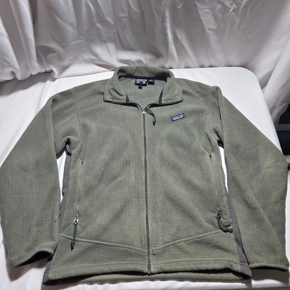 Patagonia R Regulator Polartec Fleece Jacket Mens Medium Green Full Zip USA Made